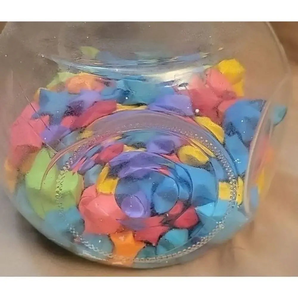 Glass Storage Jar with Handmade Origami Stars in Various Colors
